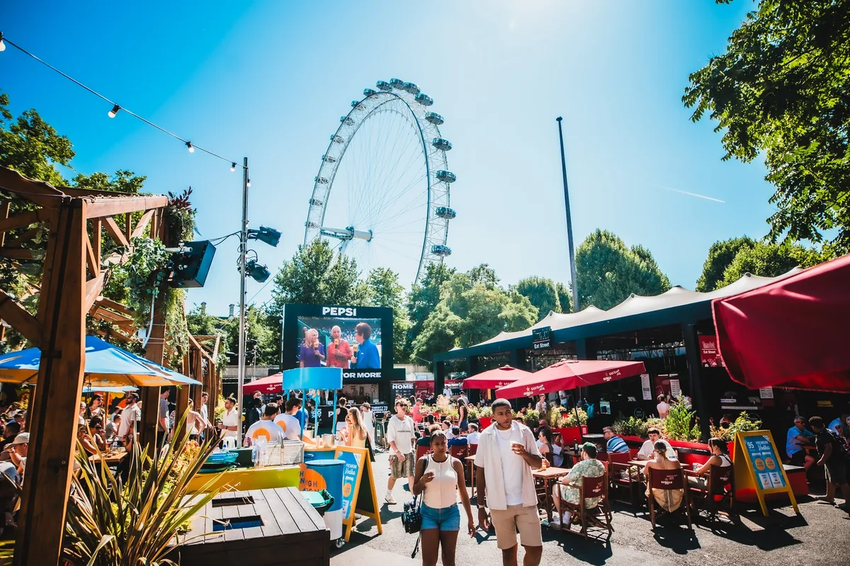 Between The Bridges Southbank outdoor venue set up for the World Cup