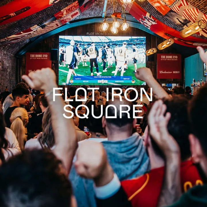 Flat Iron Square courtyard set up to watch World Cup 2026 matches