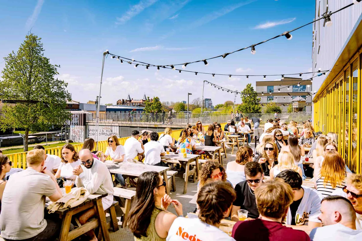 Hackney Bridge canalside terrace during the Summer of Sports