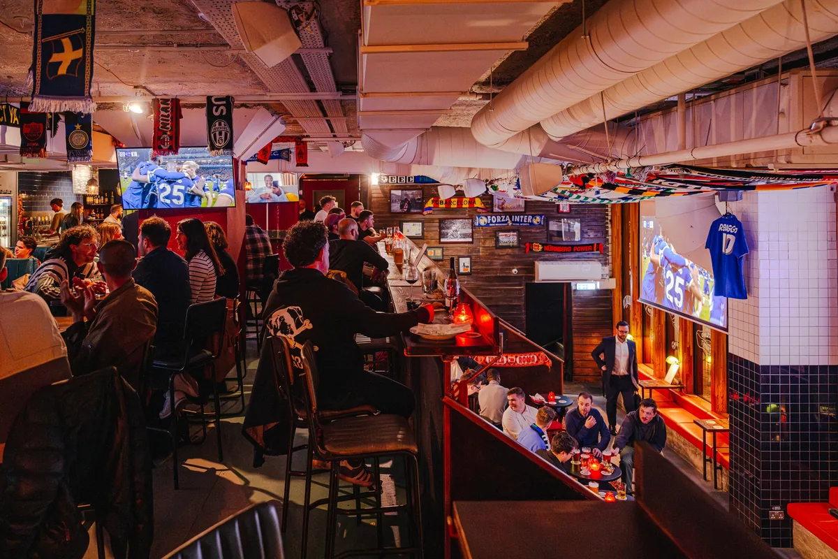 Interior of The Volley sports bar near Old Street, London